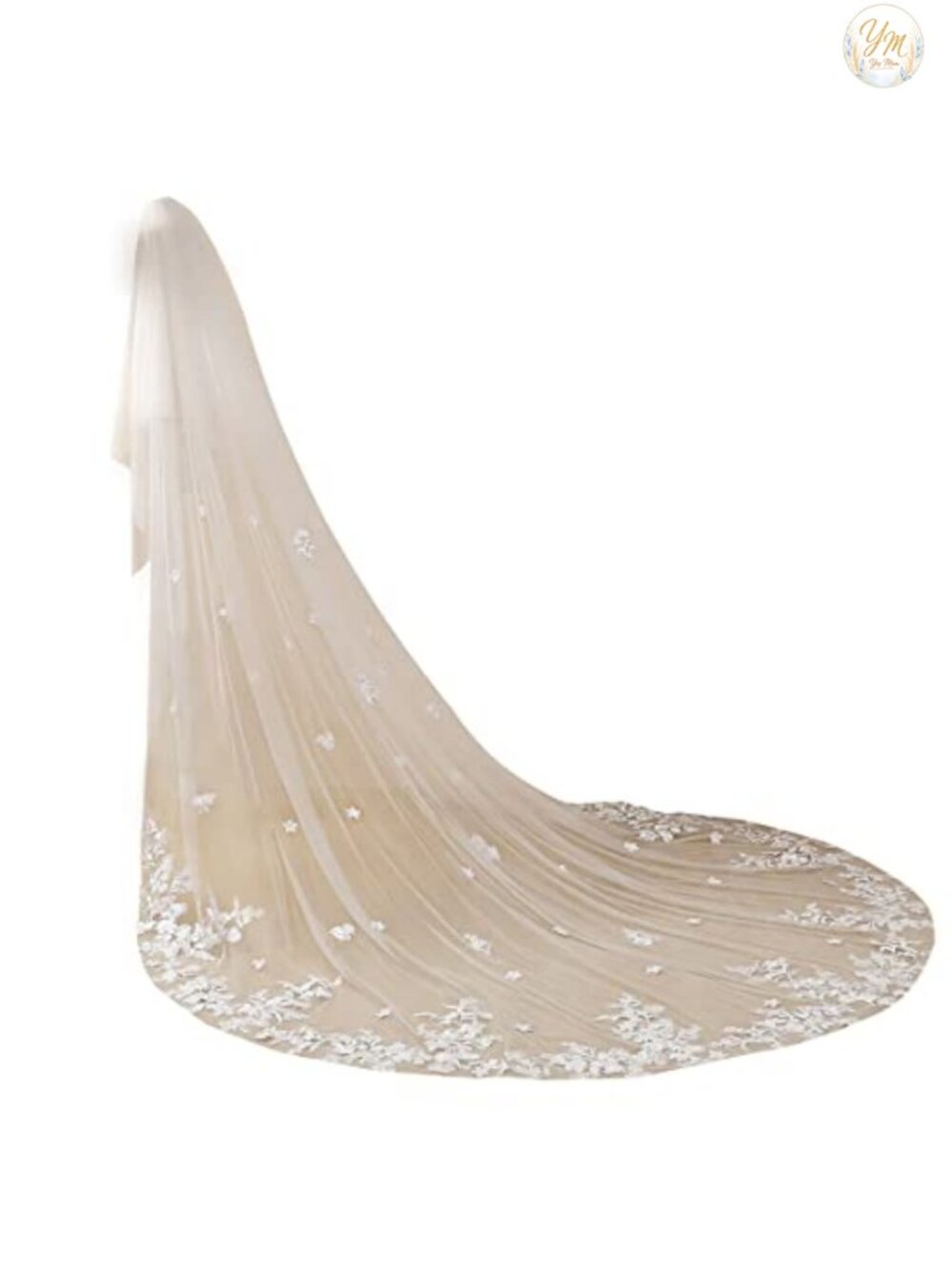 Long 2 Tier Lace Wedding Bridal Veil With Metal Comb Chapel Cathedral